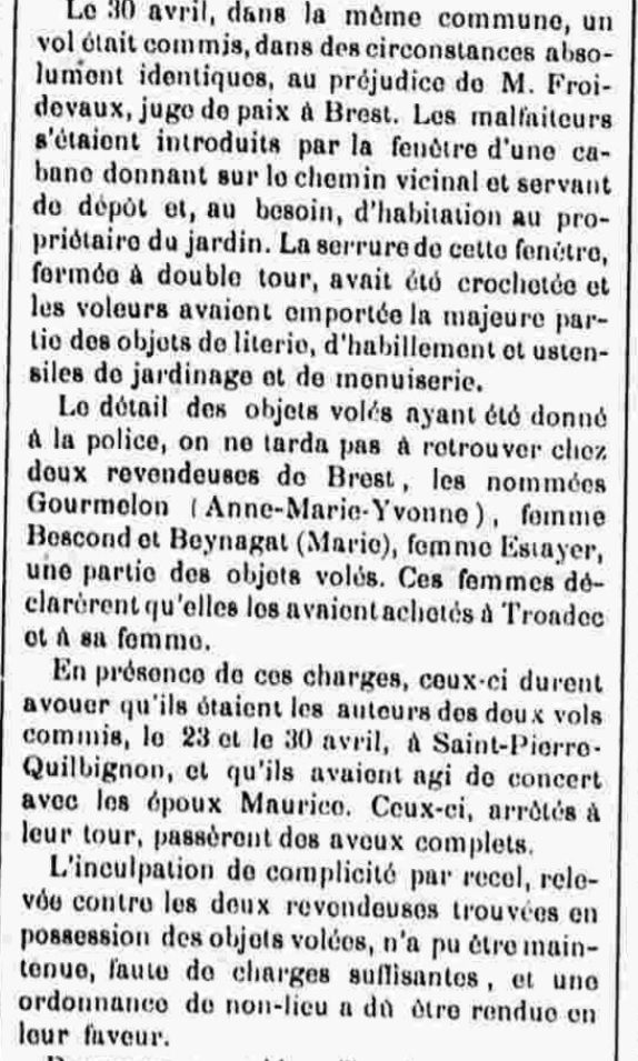 Maurice Joseph Emile troadec lambezellc brest bagne guyane bagnard choqueur finistere