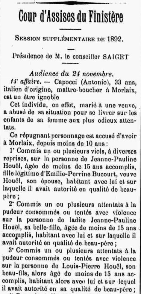 Capocci Antonio mrlaix bucourt houel cayenne bagne guyane bagnard finistere
