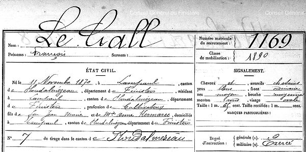 Le Gall François Marie Lampaul ploudalmezeau patrick milan guerre 1914 1918 14 18 patrimoine histoire plouguin finistere saint pabu treouergat bretagne poilu marin