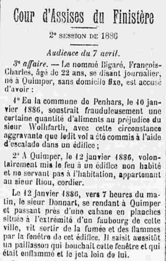 Bigare Francois Charles quimper bagne nouvelle caledonie bagnard finistere