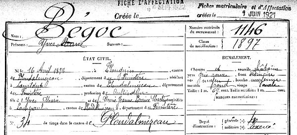 Bégoc Yves Marie Lampaul ploudalmezeau patrick milan anne apprioual guerre 1914 1917 14 18 patrimoine histoire plouguin finistere saint pabu