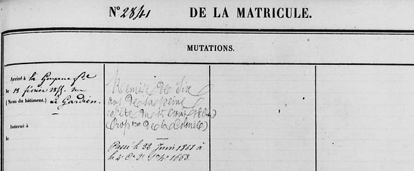 LE PAGE François, né à Plouégat Guérand. Le 8 décembre 1826 Cordonnier. Domicilié à Plouégat Guérand Fils de Jean Marie et Marie Jeanne Le Hir. Condamné le 24 mai 1854 à 20 ans de Travaux Forcés Décédé aux îles du Salut le 30 août 1868 à l’âge de 41 ans.