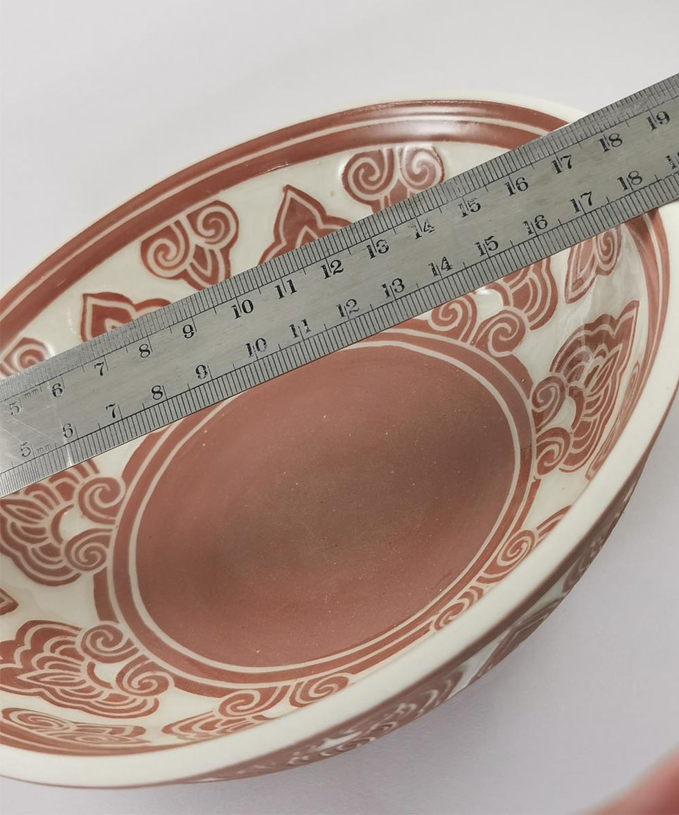 Thumbnail: Handmade Coral Ceramic Carved Bowl - Decorative and Functional