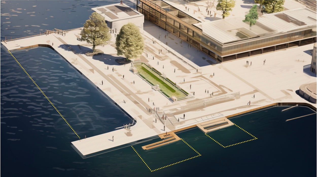 Urbanisme maritime : visuels des futurs bains portuaires de la ville de Copenhague accueillants et diversifiés, vue 1 - Studio Baignade Urbaine, Clément BRUN 