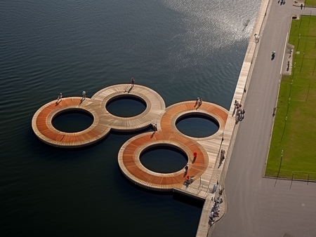 Bains urbains le long d'un quai en ville : un mélange entre ville et nature autour de l'eau et de la baignade