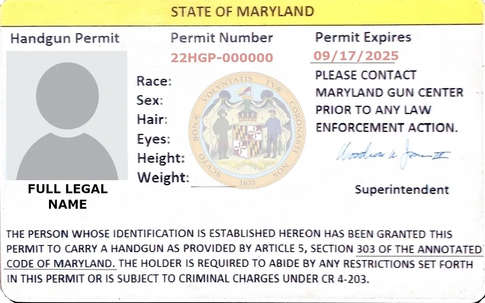 MD Wear and Carry Permit Example