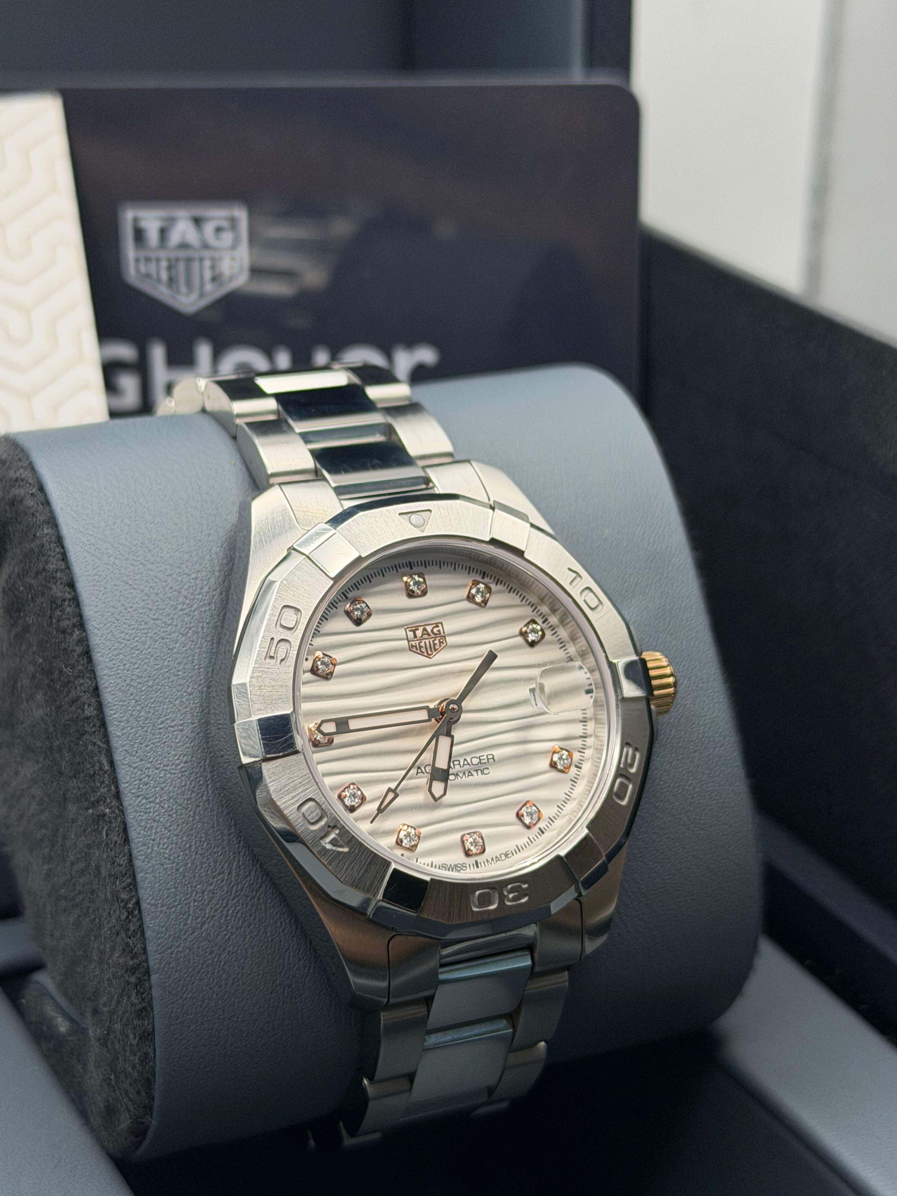Tag Heuer ladies Aquaracer with 18k rose gold