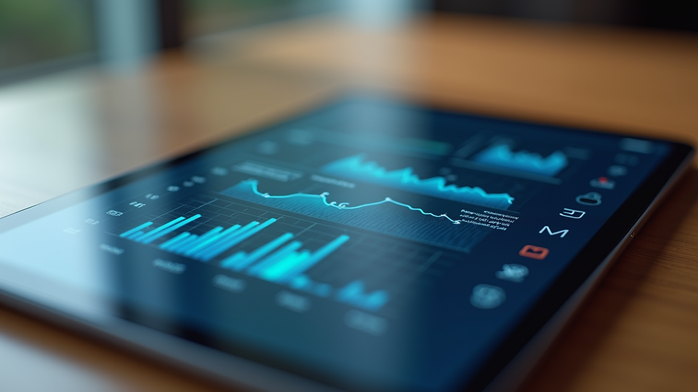 Close-up view of a digital tablet showing AI-driven branding analytics