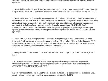 EngD cria Comissão de Trabalho sobre o Fórum da Engenharia Nacional