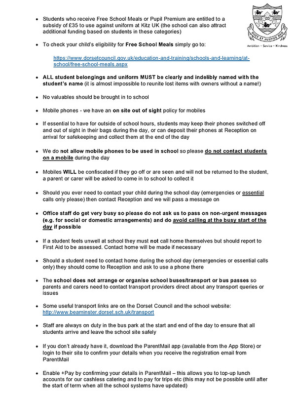 Key information for New Parents Carers and Students for Entry September 2025 p4.jpg