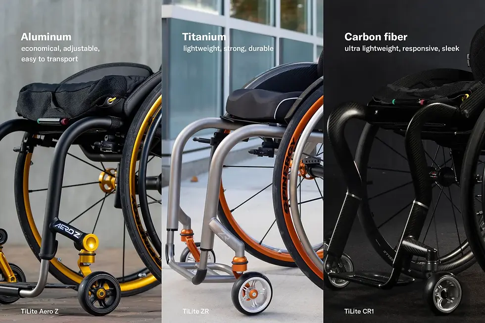 The differences between aluminum, titanium, and carbon fiber might not be meaningful to someone just starting their journey. Without firsthand experience, it’s hard to gauge how these materials affect durability, ride quality, and long-term comfort. Early on, many new users rely on recommendations from therapists, peers, or online resources rather than forming strong preferences themselves. Over time, as they notice how their chair performs in different situations, they may begin to develop opinions on what works best for their lifestyle.