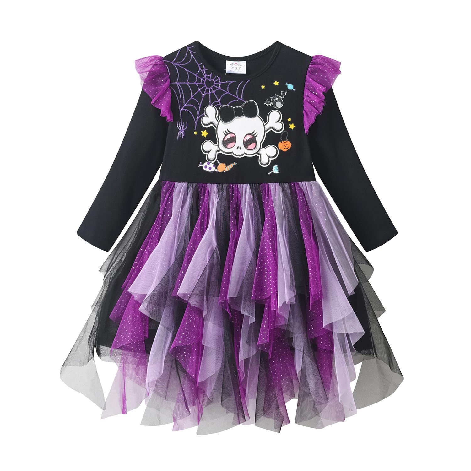 VIKITA Girls Dresses for Winter Long Sleeve Halloween Girls Dresses Party Purple