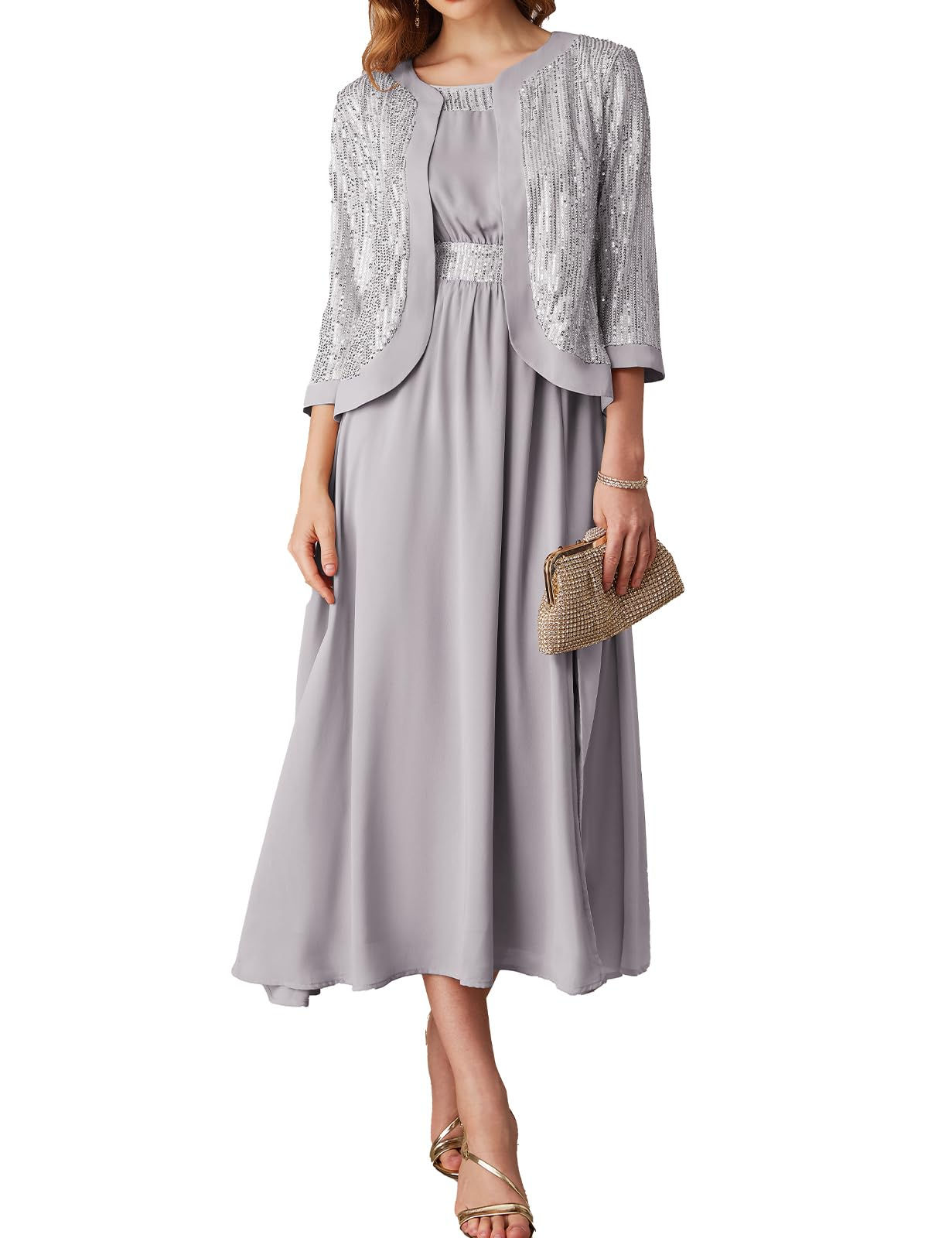 Womens Formal Dresses for Wedding Guest Mother of The Bride Dresses Sparkly Sequ
