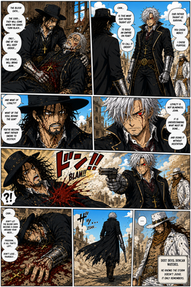 Huey Tango action comic featuring confrontations between supernatural warriors and the growing Demon West conflict