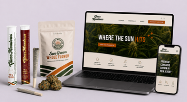 Cannabis branding, packaging and website design for Glass Meadows
