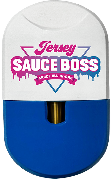 Jersey Sauce Boss Sauce Stick XL - 1000mg live resin vape cartridge with pink and blue mouthpiece.