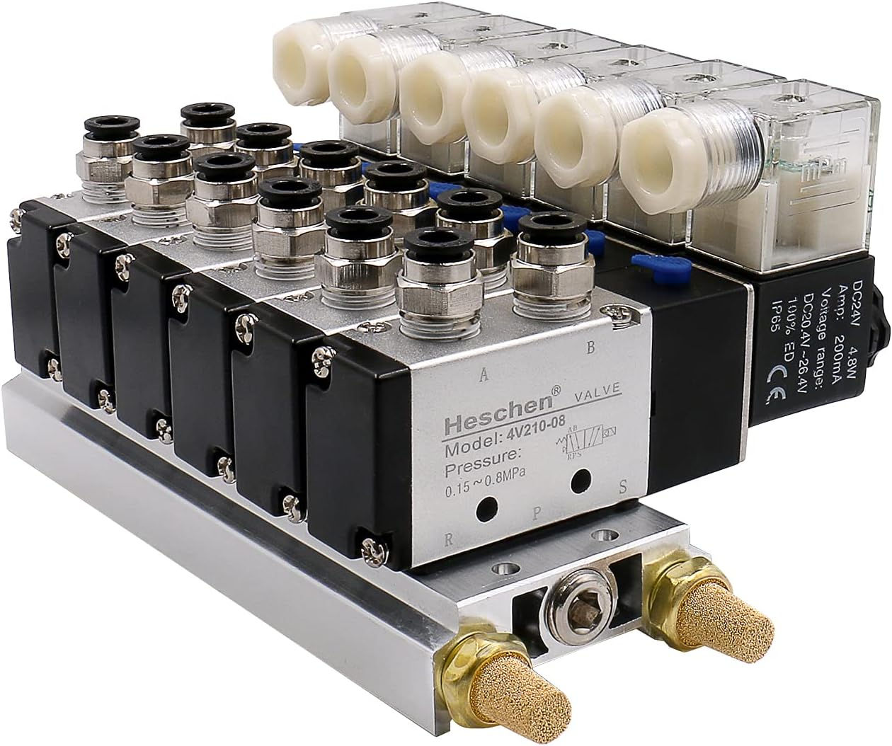 Banco de Electroválvula Neumática PL 6, 4V210-08DC 24V, PT1/4 5 Vías 2 Posic