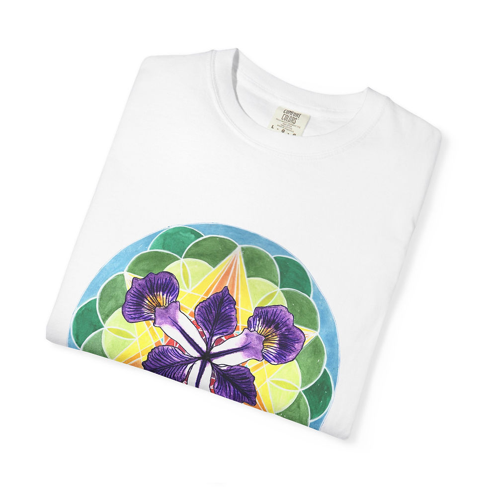 Thumbnail: Iris Flower Mandala - Unisex Garment-Dyed T-shirt