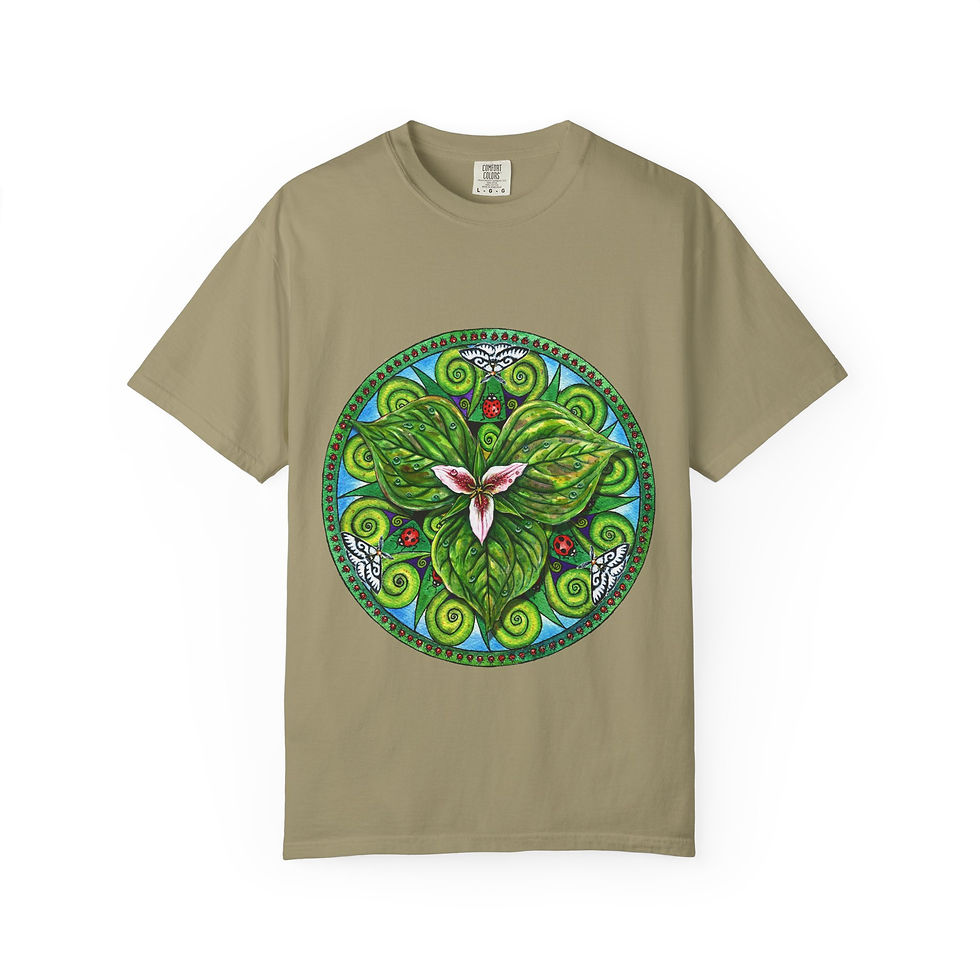 Thumbnail: Trillium Fern Mandala - Unisex Garment-Dyed T-shirt