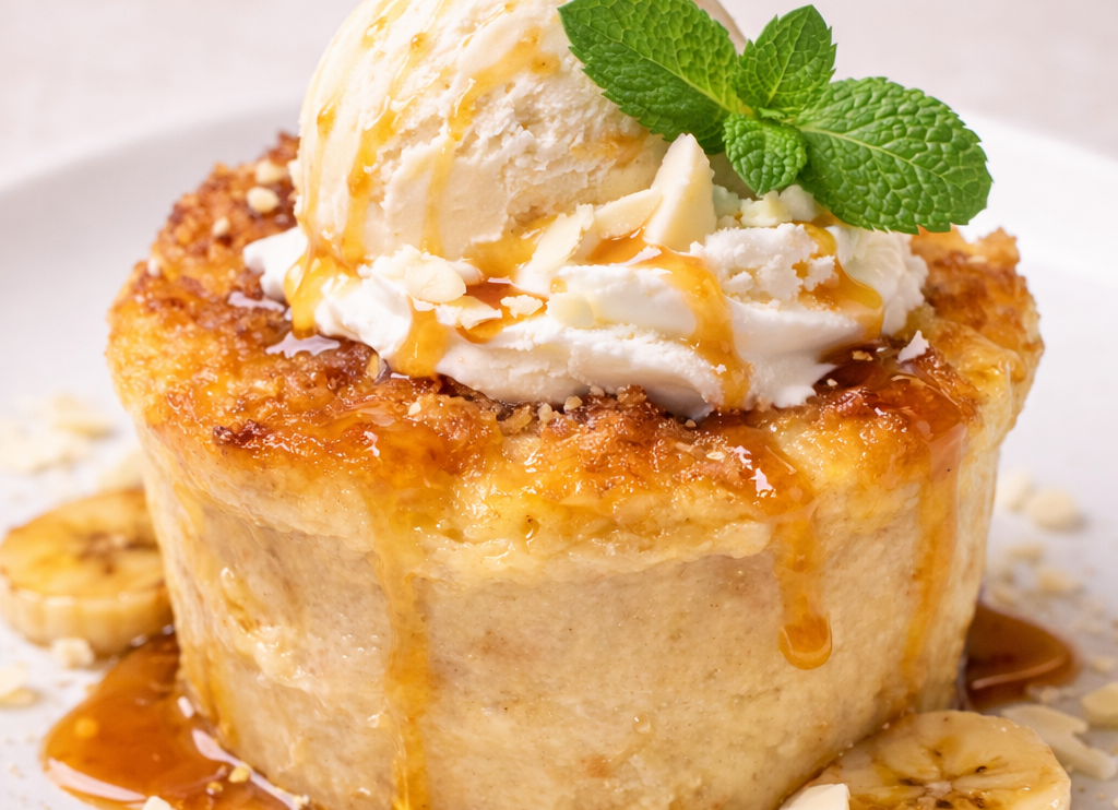 White Chocolate & Banana Bread Pudding ~ Serves 1 | Chef Mazzotta 2 Go