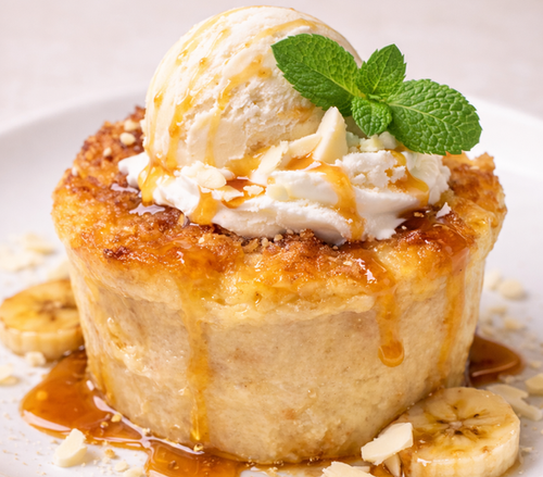 White Chocolate & Banana Bread Pudding ~ Serves 1 | Chef Mazzotta 2 Go