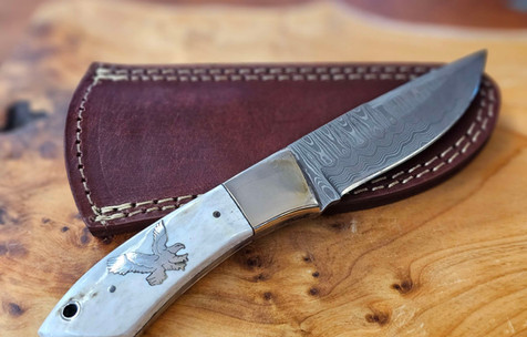 Damascus Blade Knife with Antler Handle