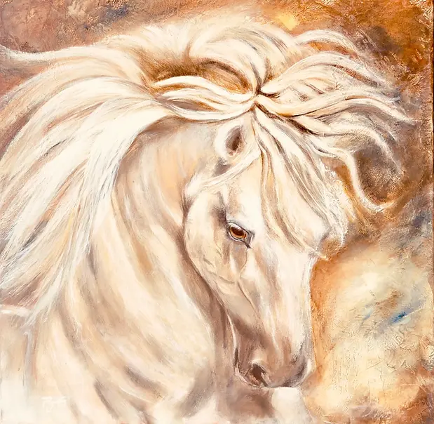 Wildlife art horse painting by UK artist Philippa Jane Ellis — original artwork and fine art print available