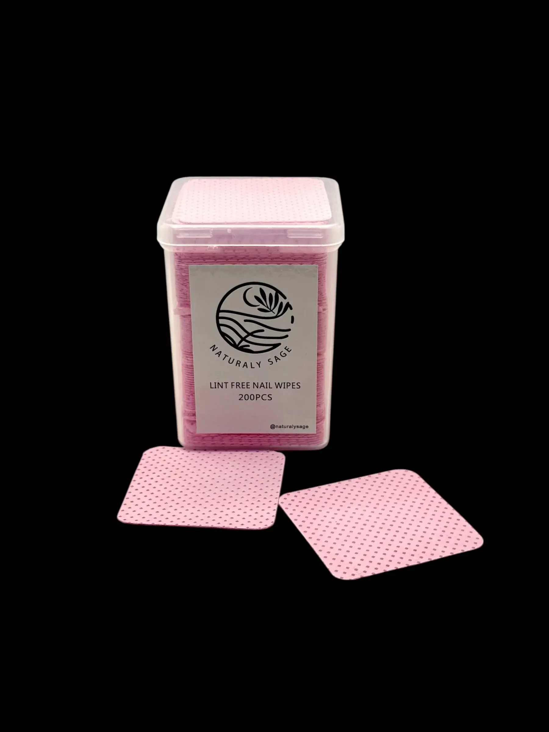 Full Cotton Nail Wipes. Square Shape Pink, 200 Count