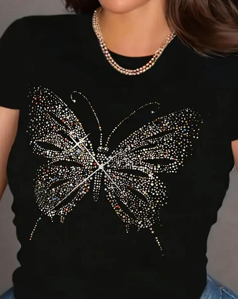 Rhinestone Butterfly Shirt