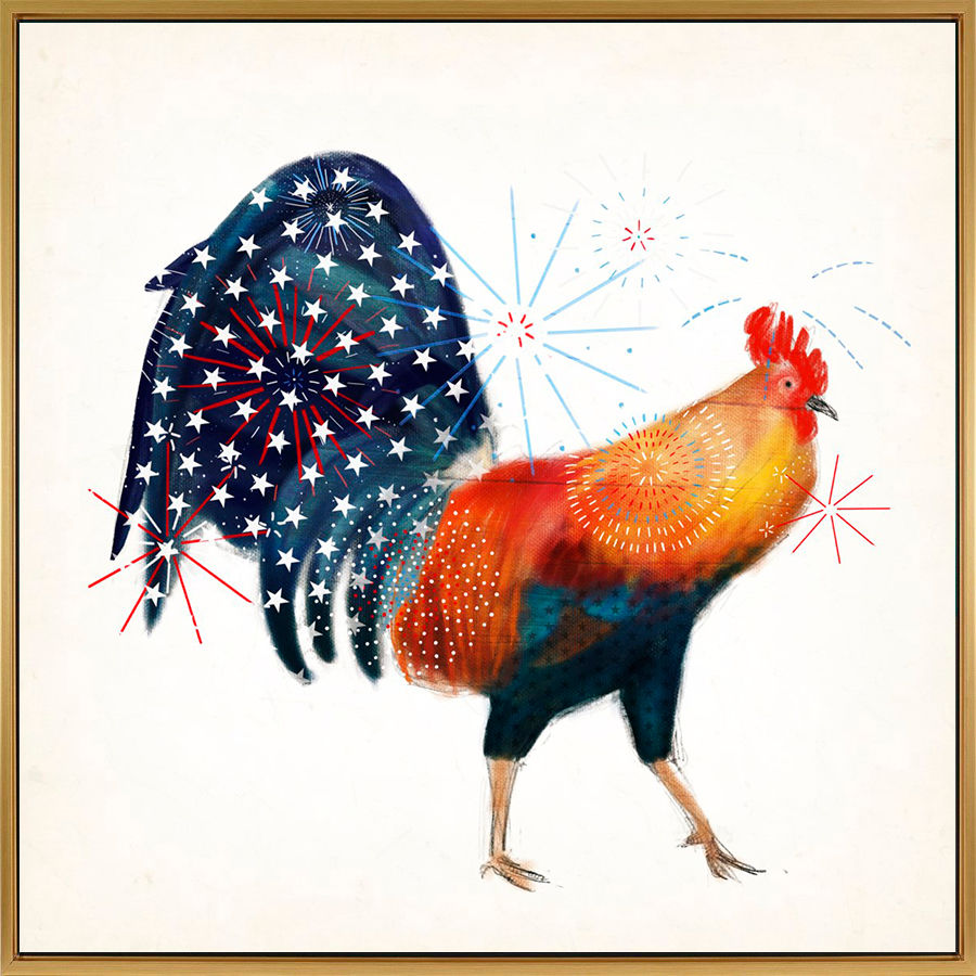 Thumbnail: Rooster Fireworks II - 20" x 20", 40" x 40", or 50" x 50"