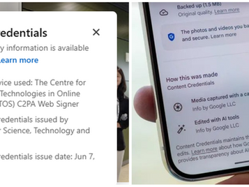 Examples of Content Credentials used 