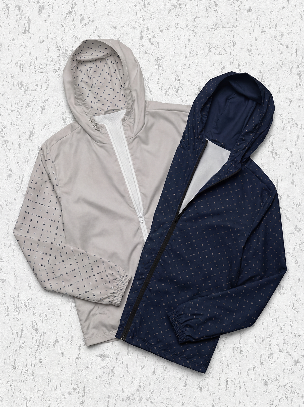 Women’s oversized lightweight windbreaker in Cloud with water-resistant fabric, breathable mesh lining, hood, and zip front.