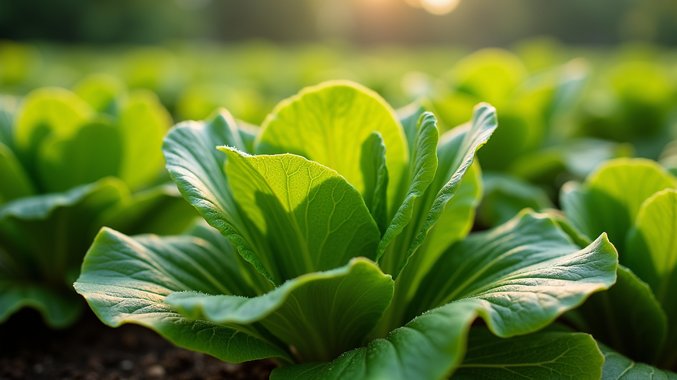 Close-up view of fresh green lettuce growing in a garden bed