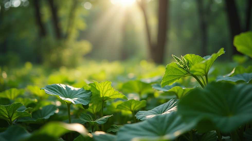 Eye-level view of a variety of shade plants