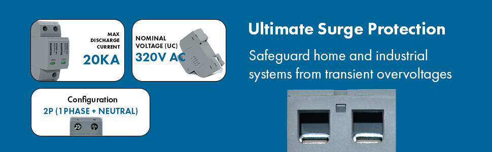 Thumbnail: Surge Protection Device (SPD) AC320V – Type 2 + Type 3, 20kA Max, 2PP
