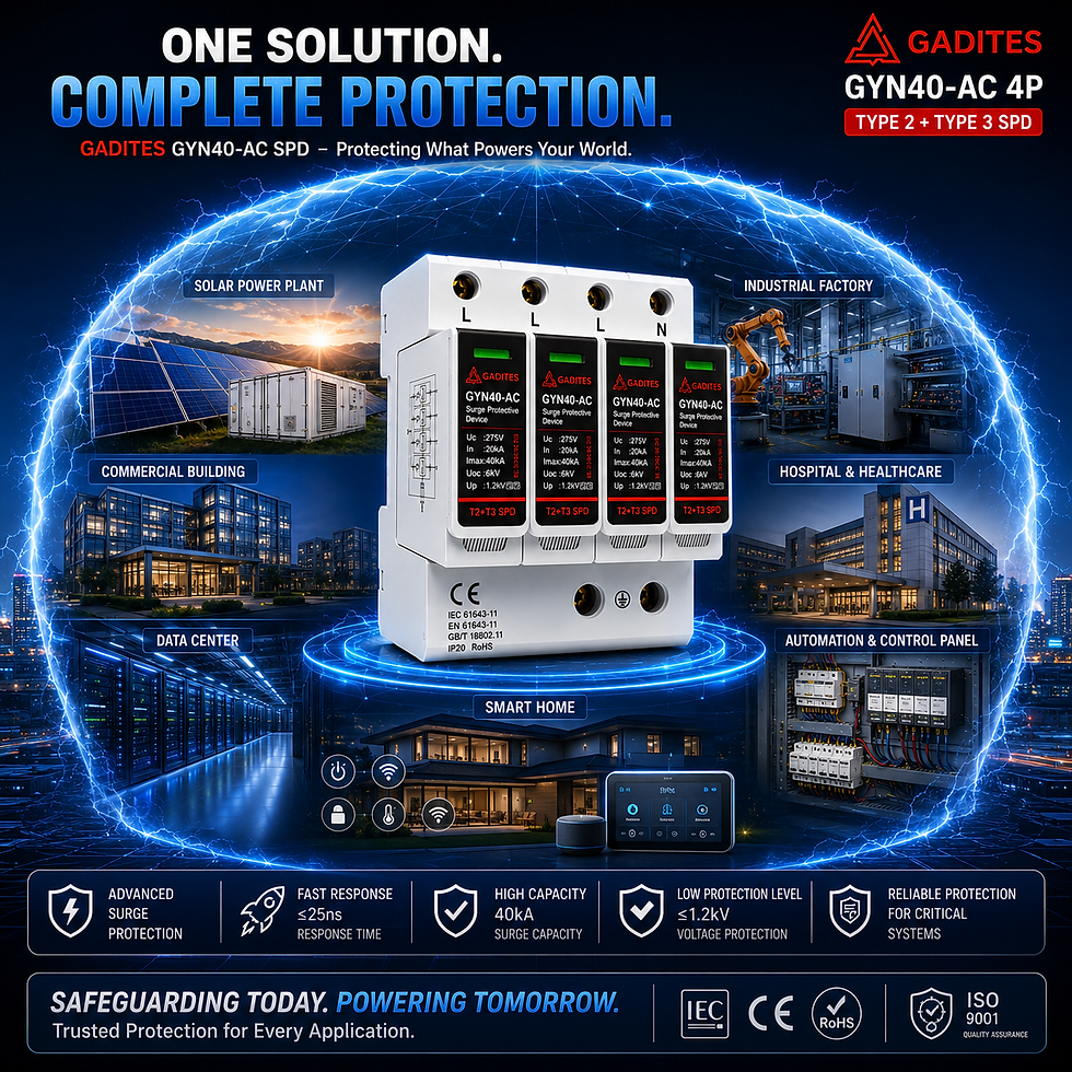 Thumbnail: GADITES GYN40-AC 4P Type 2+3 Surge Protective Device | 275V AC SPD | 20kA In | 4