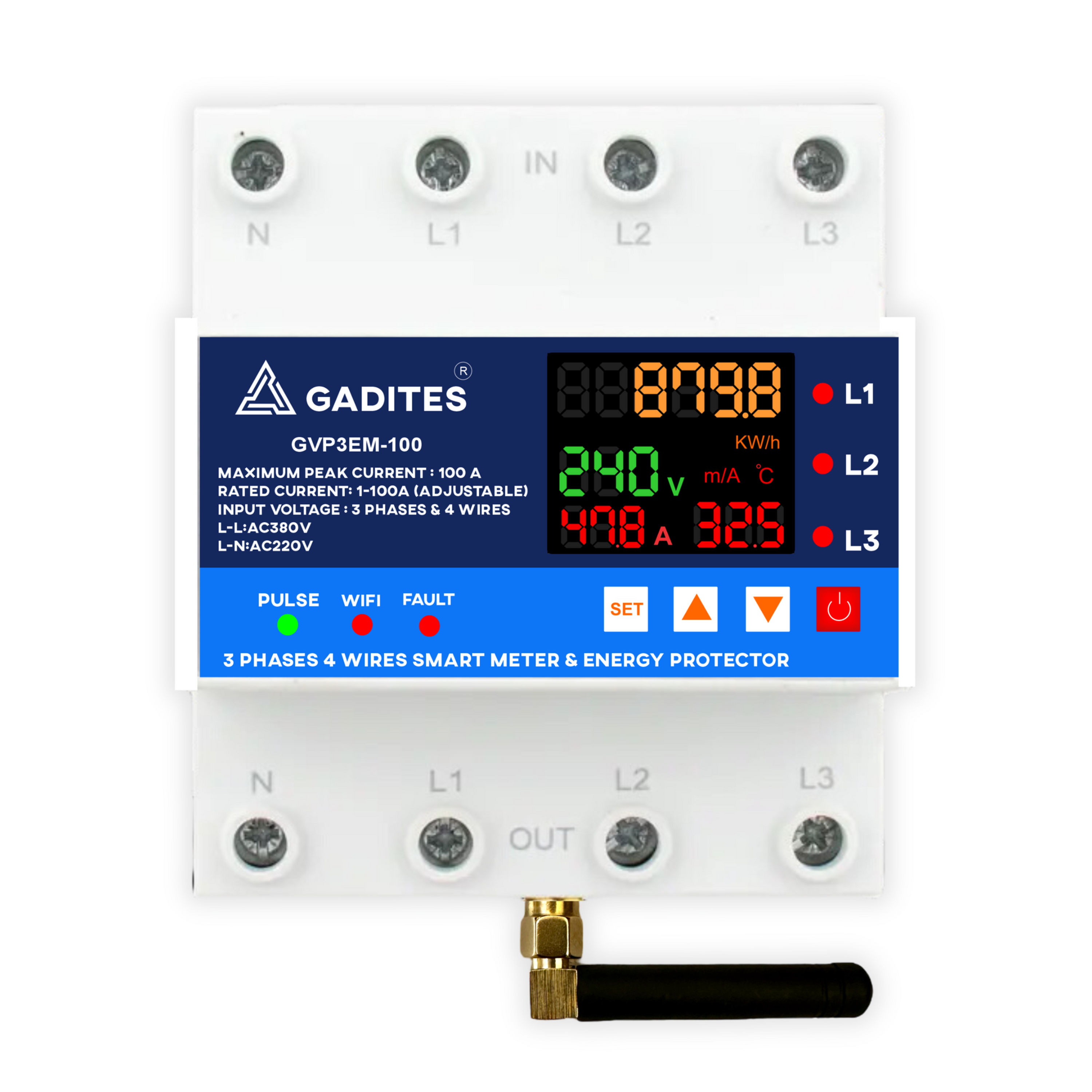 3 Phase All in 1 Over Under Voltage Protector/Energy Meter/Earth Leakage/WiFi