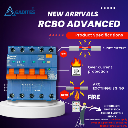 GADITES 3 PHASE Advanced Electrical Safety 80 Amps RCBO with Arc Fault ...