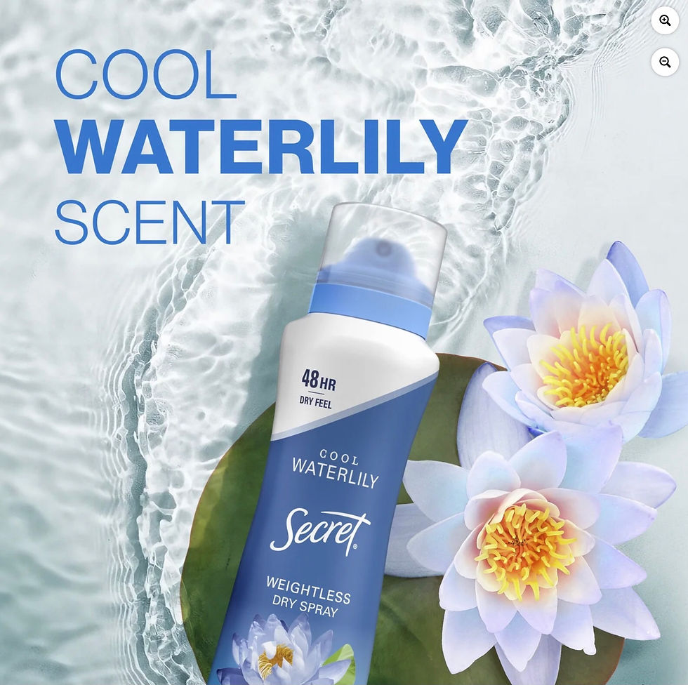 Thumbnail: Secret Dry Spray Antiperspirant Deodorant, Waterlily and Argan Oil, 4.1 oz
