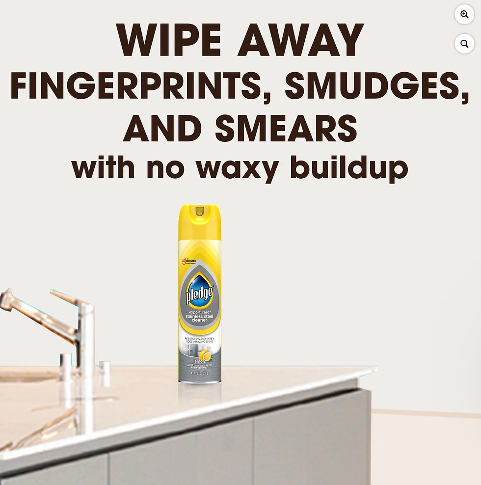 Thumbnail: Pledge Expert Care Stainless Steel Polish, Fridge Spray, Lemon Scent, 9.7oz