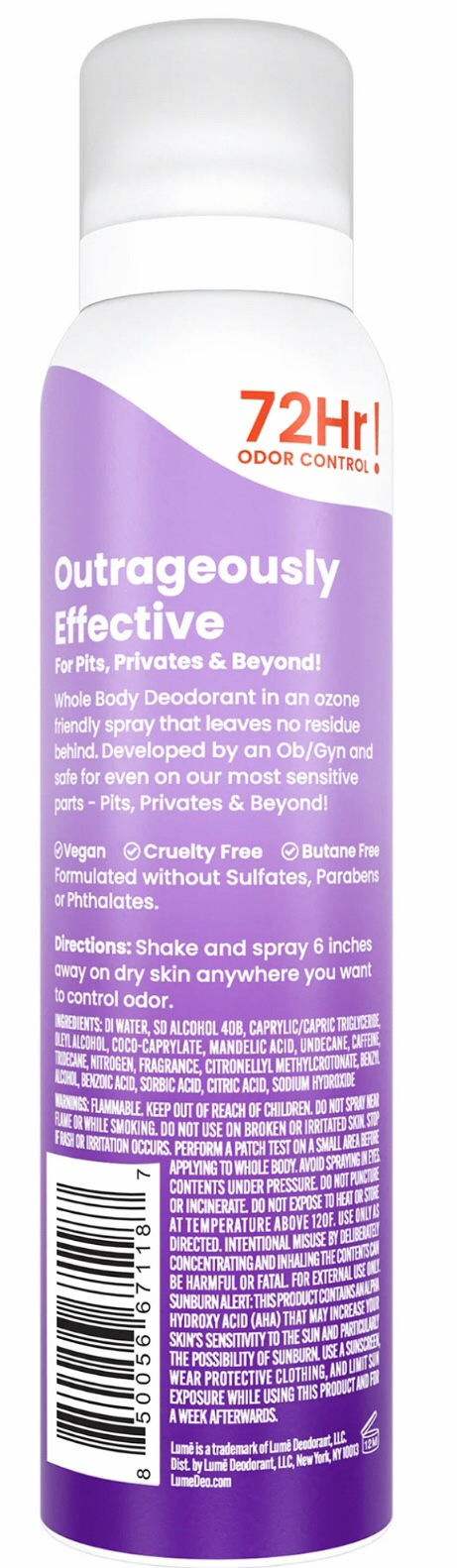 Thumbnail: Lume Whole Body Deodorant for Women, Spray Deodorant, Aluminum Free, Lavender Sa