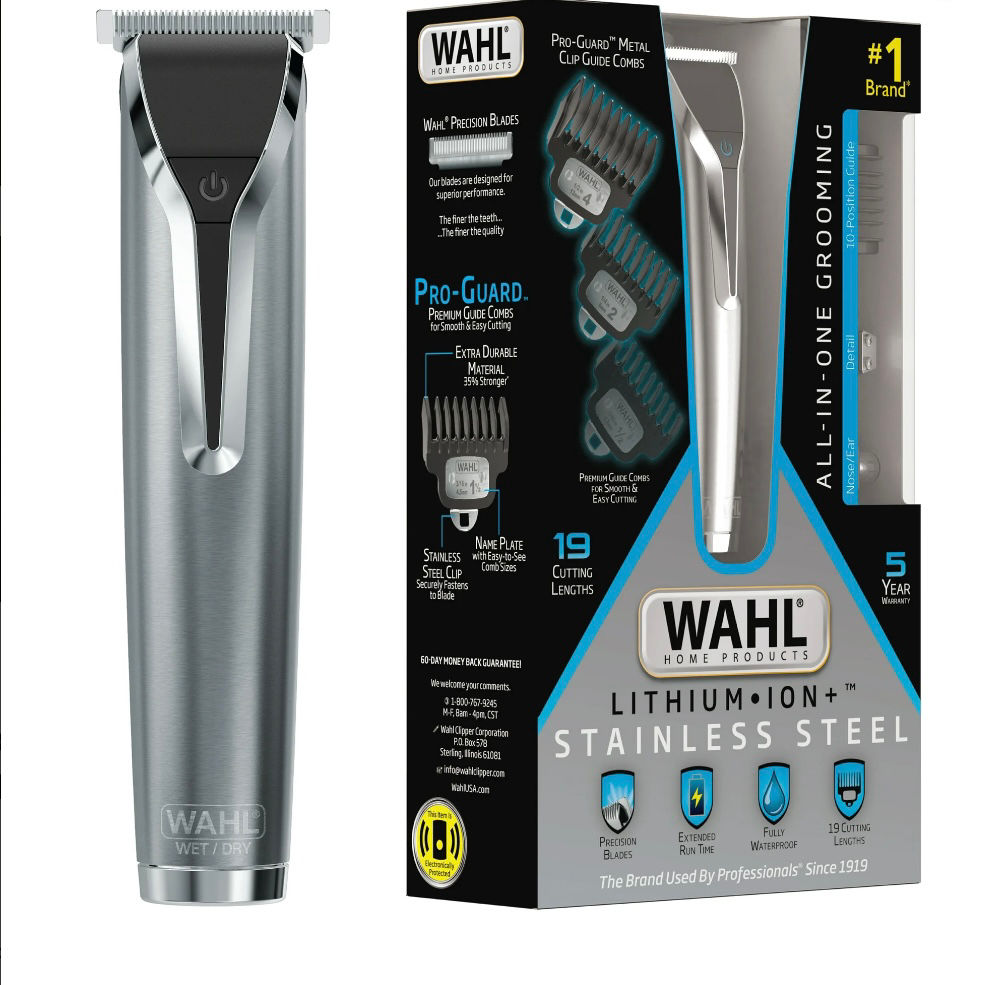 Wahl Lithium Ion Stainless Steel Men's Beard Trimmer, Removeable Blades,  Interc