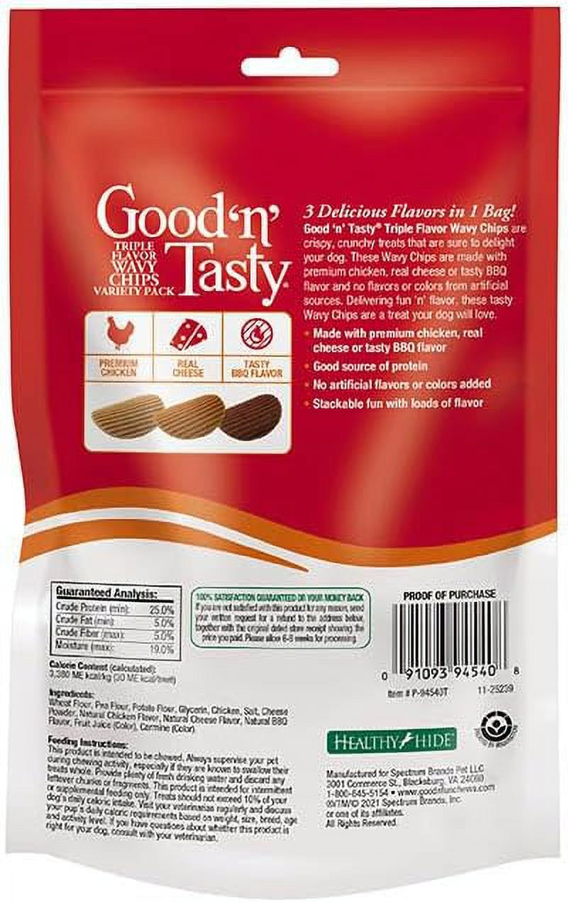 Thumbnail: Good'n'Fun Good N Tasty Triple Flavor Wavy Chips, 3 Oz, Treats for Dogs 3.00 Oun