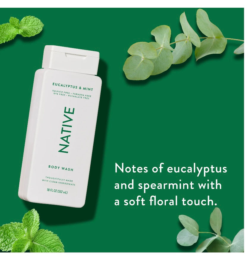 Thumbnail: Native Body Wash, Sulfate Free for Women and Men, Eucalyptus & Mint, 18 fl oz