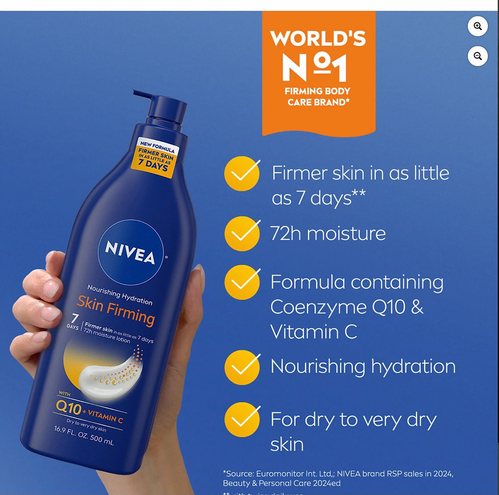 Thumbnail: NIVEA Nourishing Hydration Skin Firming Body Lotion for Dry Skin with Q10 and Vi