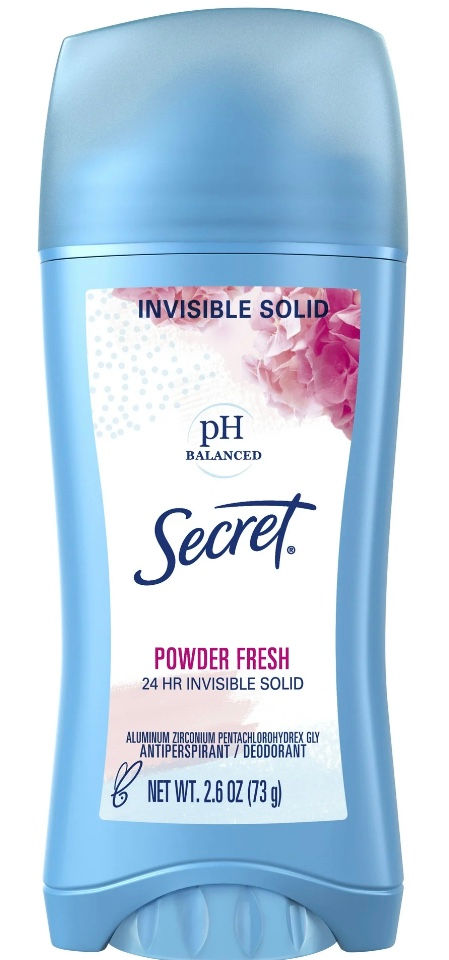 Secret Invisible Solid Antiperspirant Deodorant Stick, Powder Fresh, 2.6oz