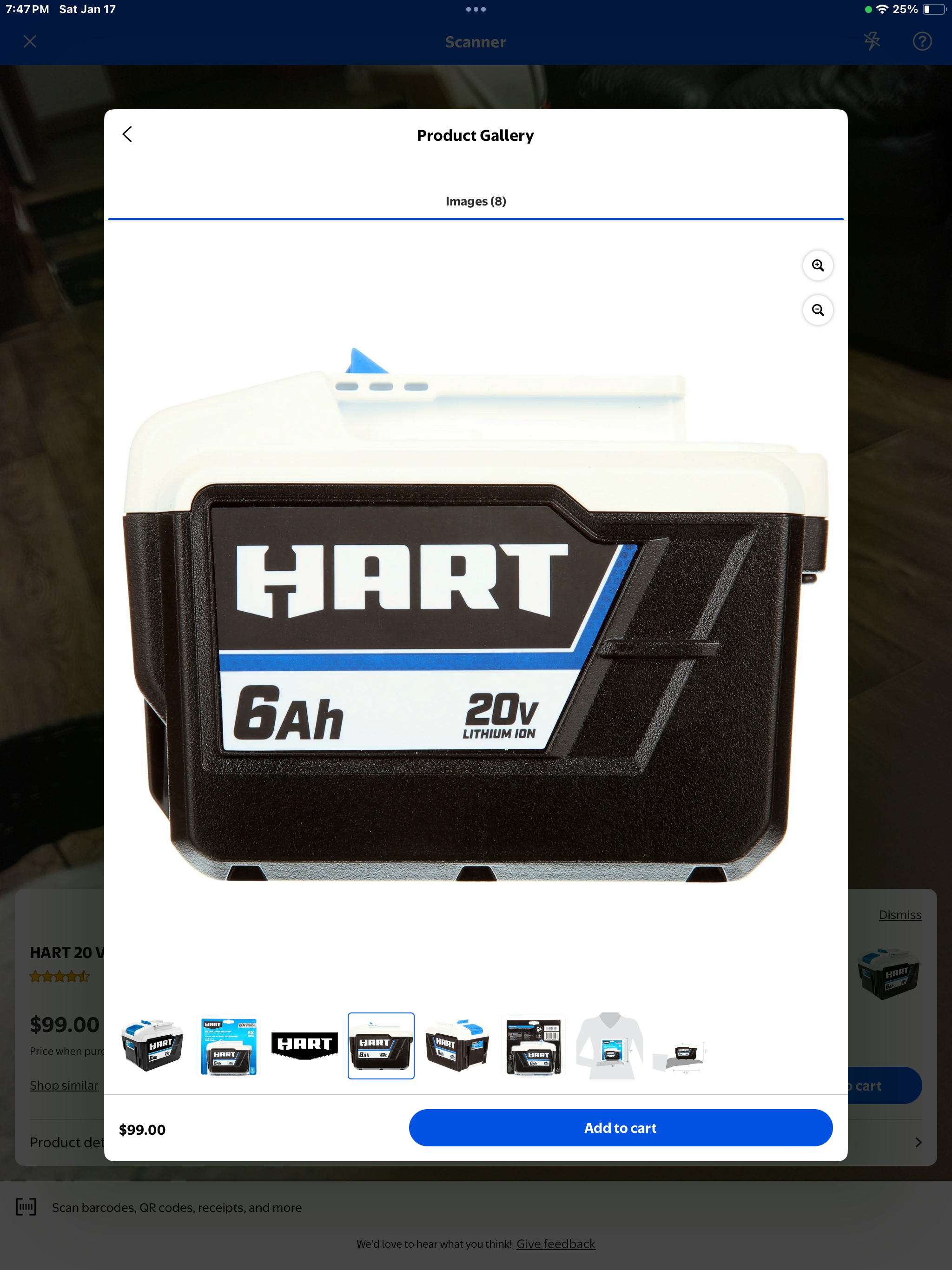 HART 20 Volts 6.0Ah Lithium-Ion Battery (Charger Not Included)