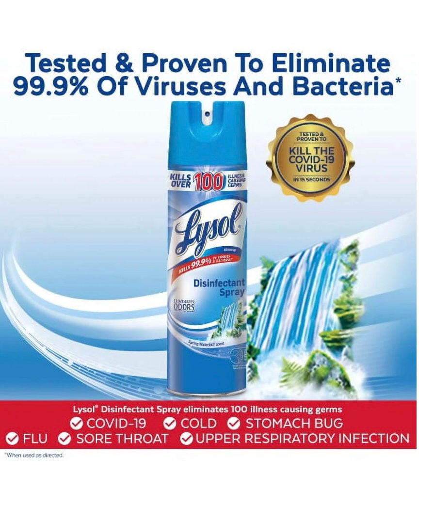 Thumbnail: Lysol, Disinfectant Spray, Spring Waterfall, 19 oz, Eliminates Odors, Liquid, Pa
