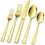 Thumbnail: 20 Piece Gold Silverware Set, S.S. Flatware Set, Square Edge & MirrorPolish