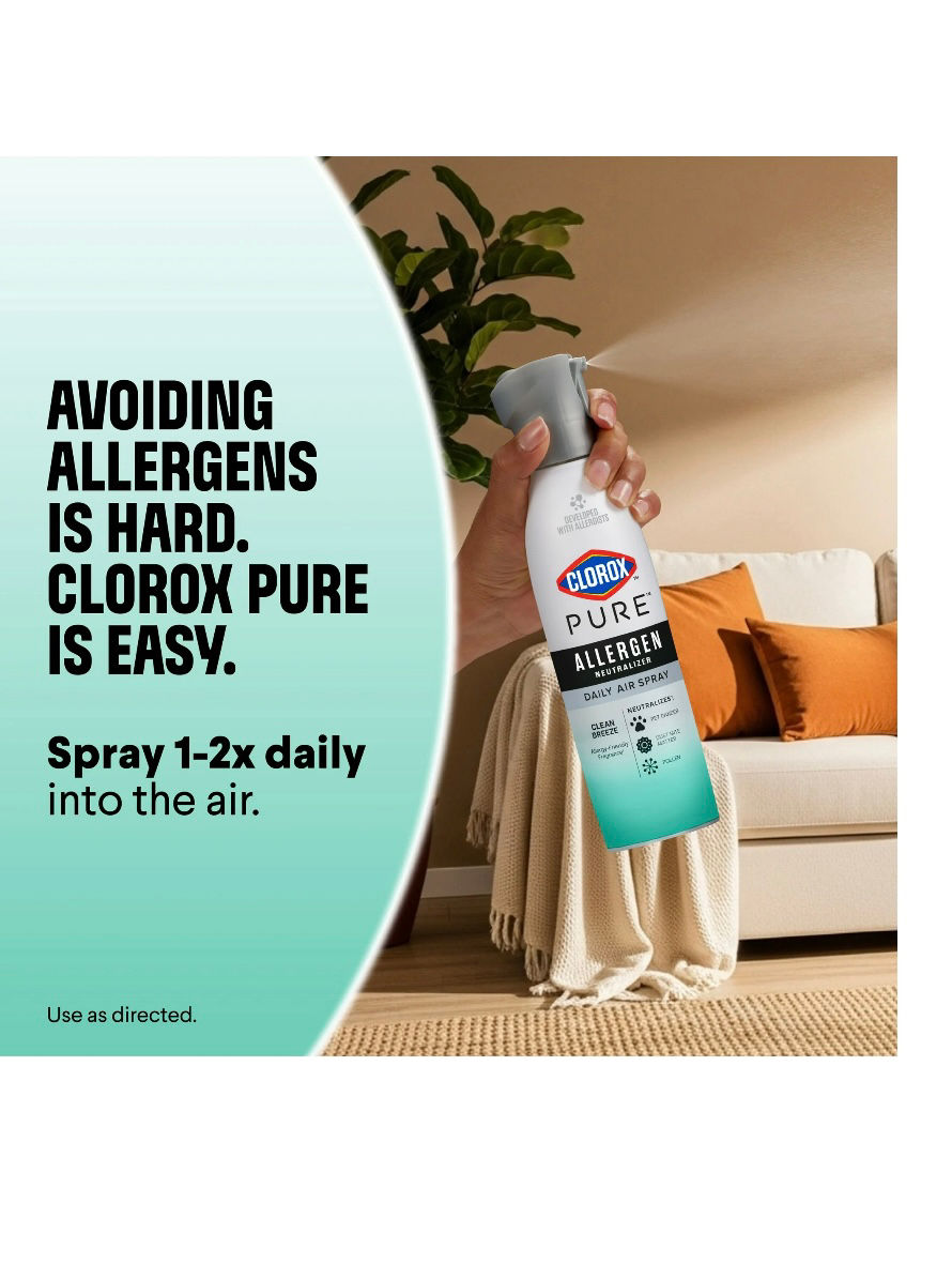 Thumbnail: Clorox PURE Allergen Neutralizer Daily Air Spray, Clean Breeze, 8 Ounces